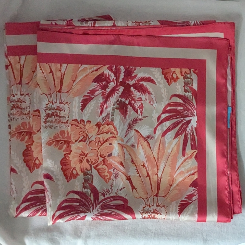 J. McLaughlin Extra Large Palm Fig Print Cheerful Colored Polyester Square Scarf